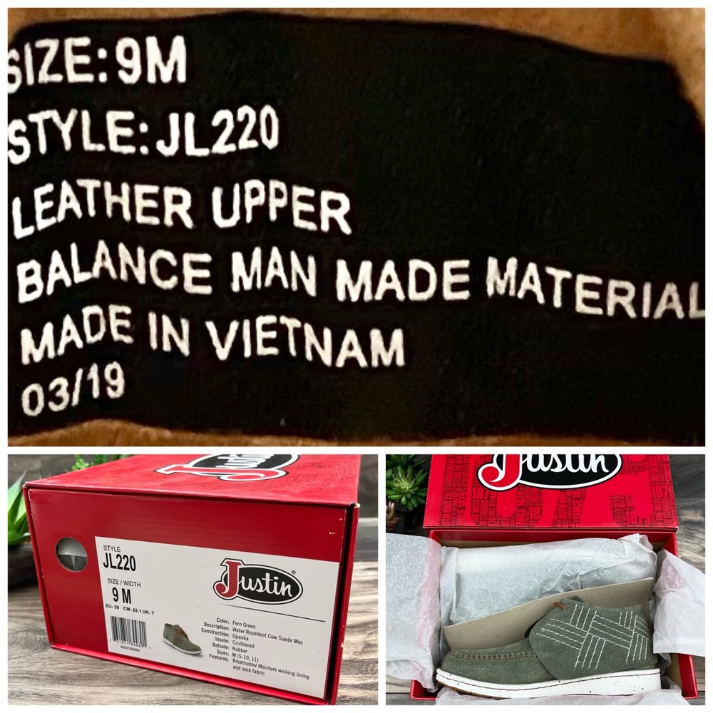 NIB Justin Boots Zila Moccasin Booties Suede Fern Green JL220 - Picture 13 of 13